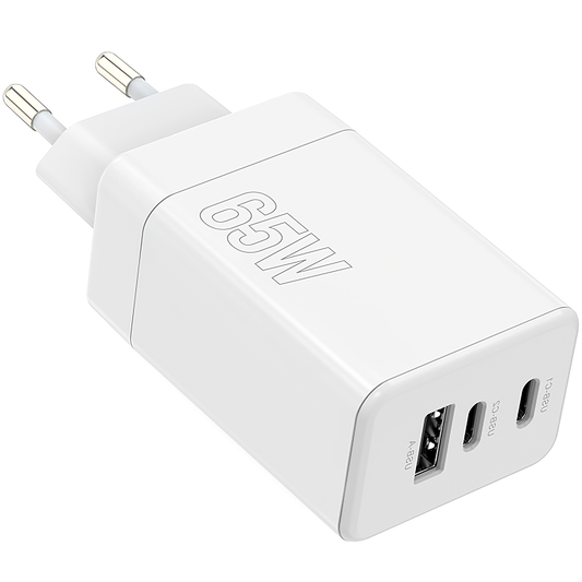 Caricabatterie di rete MaXlife MXTC-08-65ACC, 65W, 3A, 1 x USB-A - 2 x USB-C, bianco