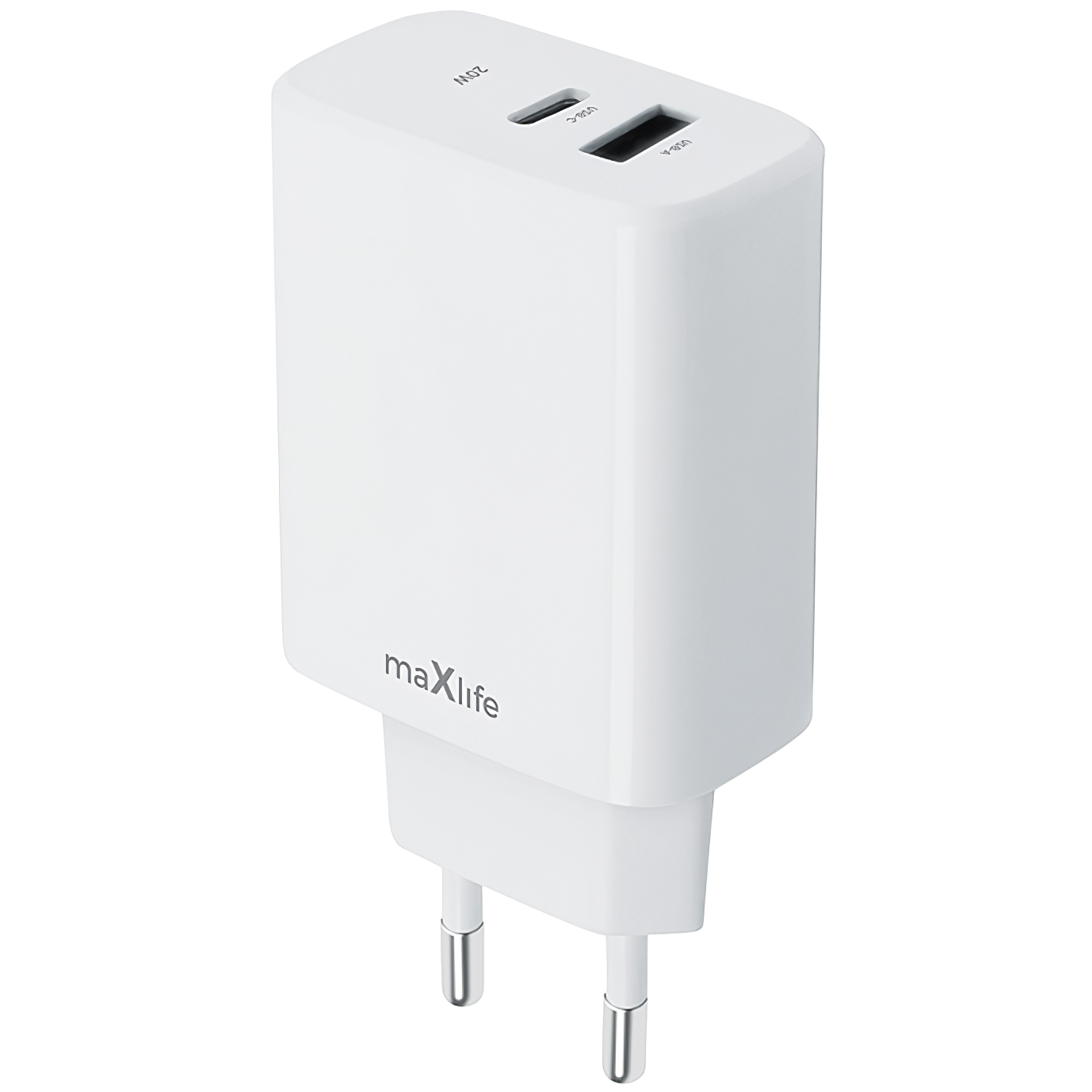 Caricabatterie di rete MaXlife MXTC-10-20AC, 20W, 3A, 1 x USB-A - 1 x USB-C, bianco