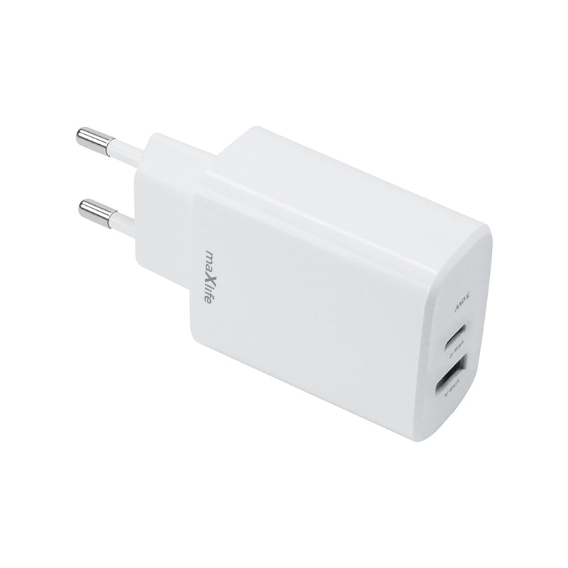 Caricabatterie di rete MaXlife MXTC-10-30AC, 30W, 3A, 1 x USB-A - 1 x USB-C, bianco
