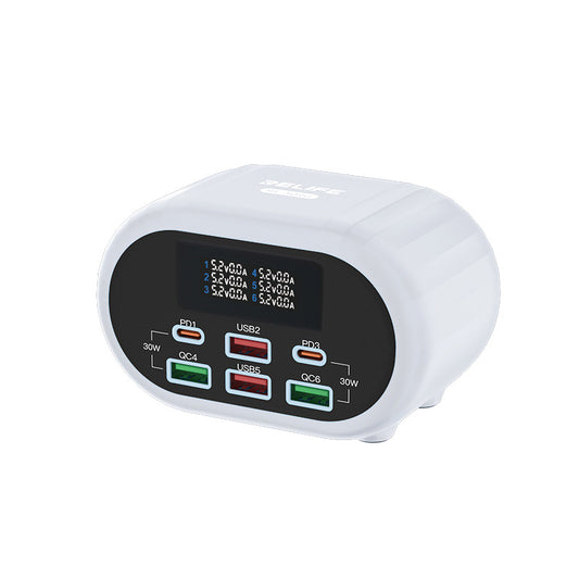Caricabatterie di rete Relife RL-309U, 72W, 5A, 2 x USB-C - 4 x USB-A, argento