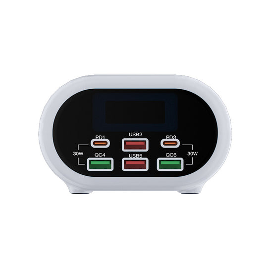 Caricabatterie di rete Relife RL-309U, 72W, 5A, 2 x USB-C - 4 x USB-A, argento