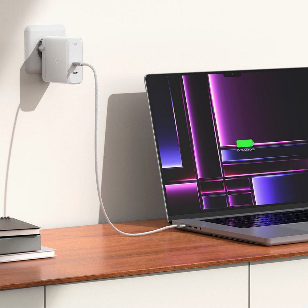Caricabatterie Retea Spigen Arcstation Pro, 140W, 3.25A, 2 x USB-C, Bianco