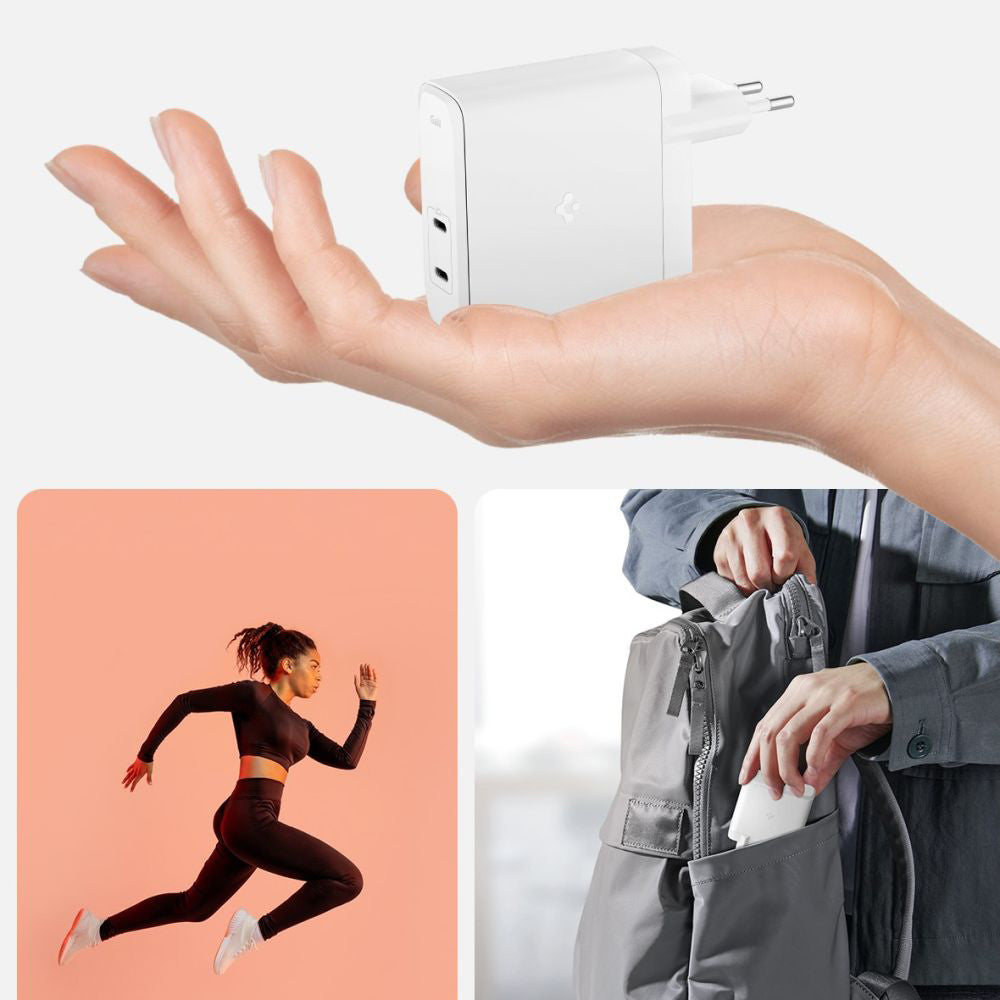 Caricabatterie Retea Spigen Arcstation Pro, 140W, 3.25A, 2 x USB-C, Bianco
