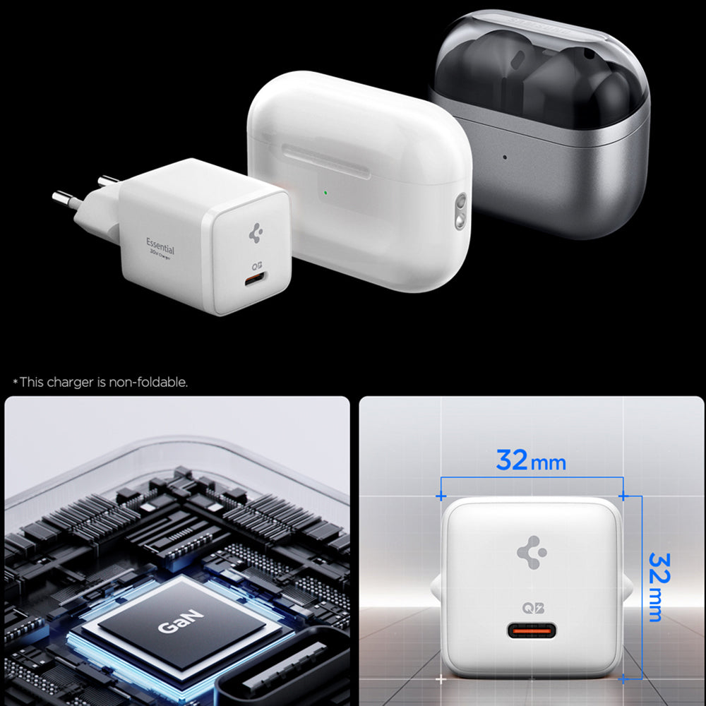 Caricabatterie Retea Spigen EE301EU Essential, 30W, 3A, 1 x USB-C, Bianco ACH09492