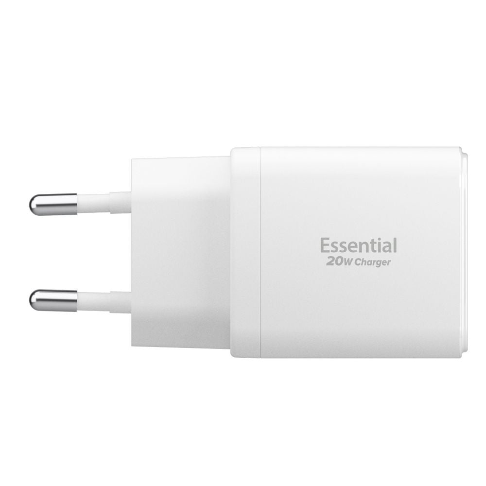 Caricabatterie Rete Spigen Essential, 20W, 3A, 1 x USB-A - 1 x USB-C, Bianco