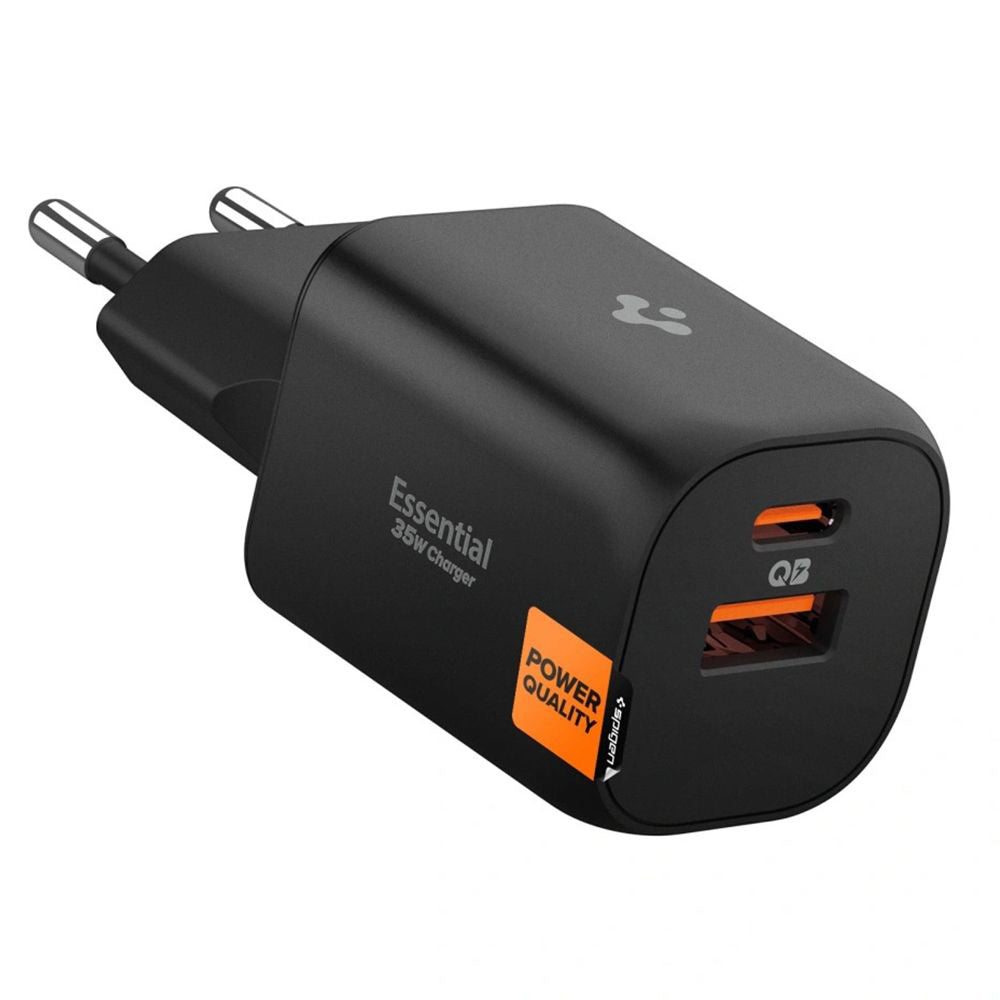 Caricabatterie Rete Spigen Essential, 35W, 3A, 1 x USB-A - 1 x USB-C, Nero ACH09463
