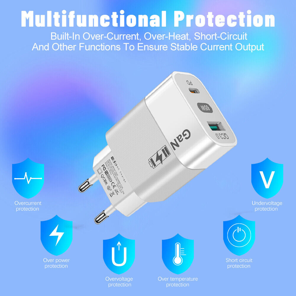 Caricabatterie Retea Techsuit CHPD131, 65W, 3.25A, 1 x USB-A - 1 x USB-C, Bianco