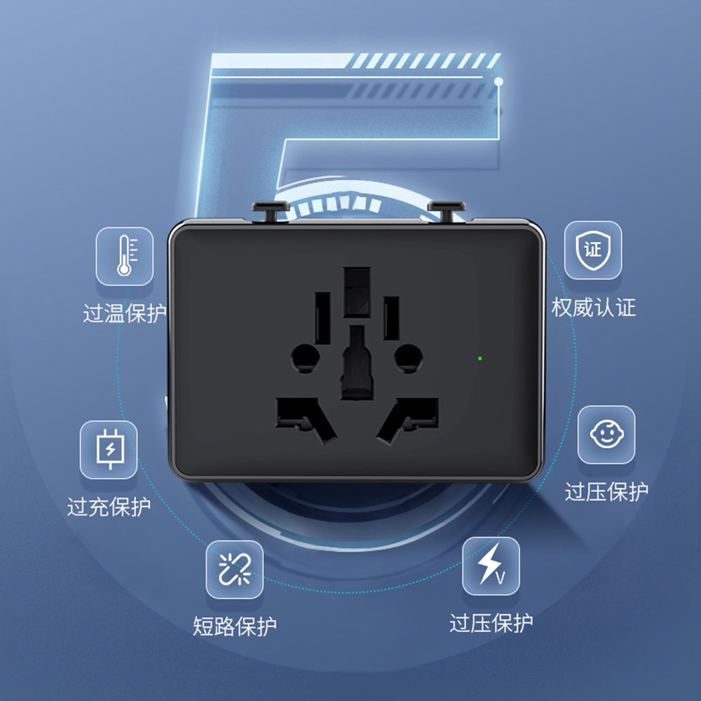 Caricabatterie da Rete Techsuit HHT203A Travel, 20W, 3A, 2 x USB-A - 2 x USB-C, Nero