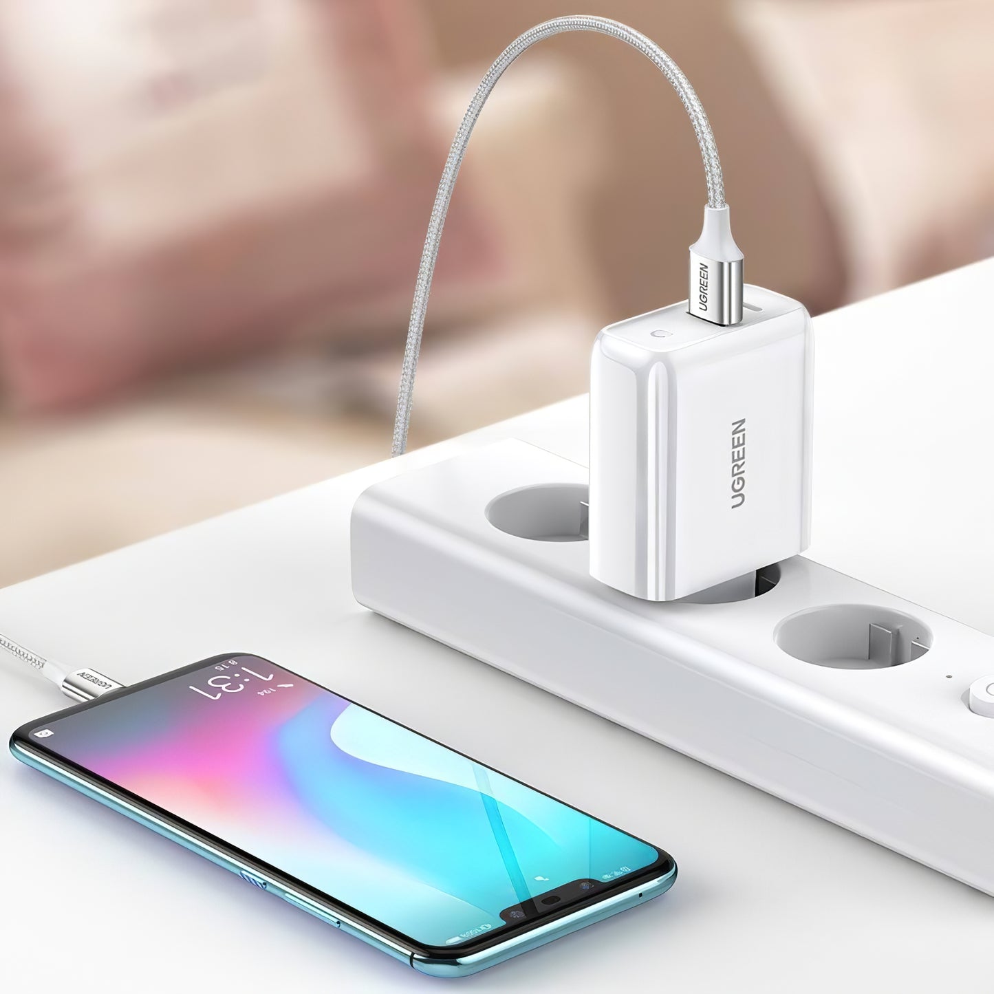 Caricabatterie di rete UGREEN CD170, 36W, 3A, 1 x USB-A - 1 x USB-C, bianco