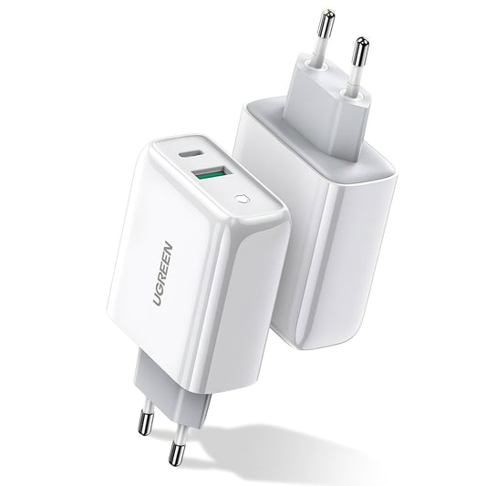 Caricabatterie di rete UGREEN CD170, 36W, 3A, 1 x USB-A - 1 x USB-C, bianco