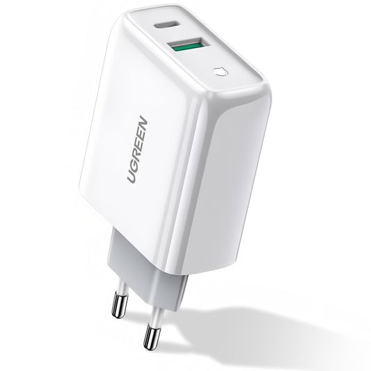 Caricabatterie di rete UGREEN CD170, 36W, 3A, 1 x USB-A - 1 x USB-C, bianco