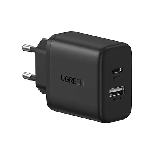 UGREEN X227 Network Charger, 20W, 3A, 1 x USB-A - 1 x USB-C, Black
