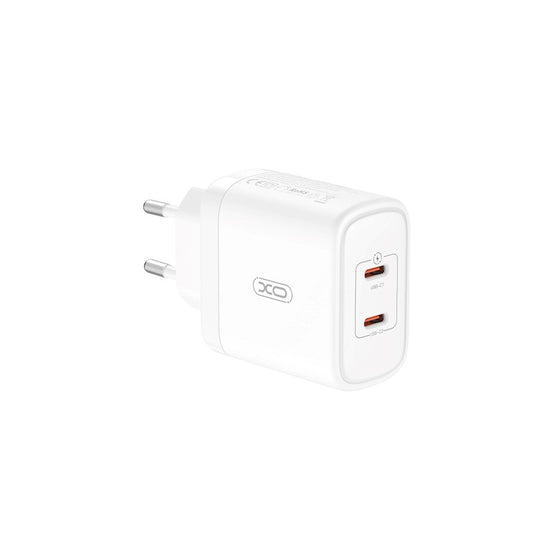 Caricatore di rete con cavo USB-C XO Design CE08, 50W, 3A, 2 x USB-C, bianco