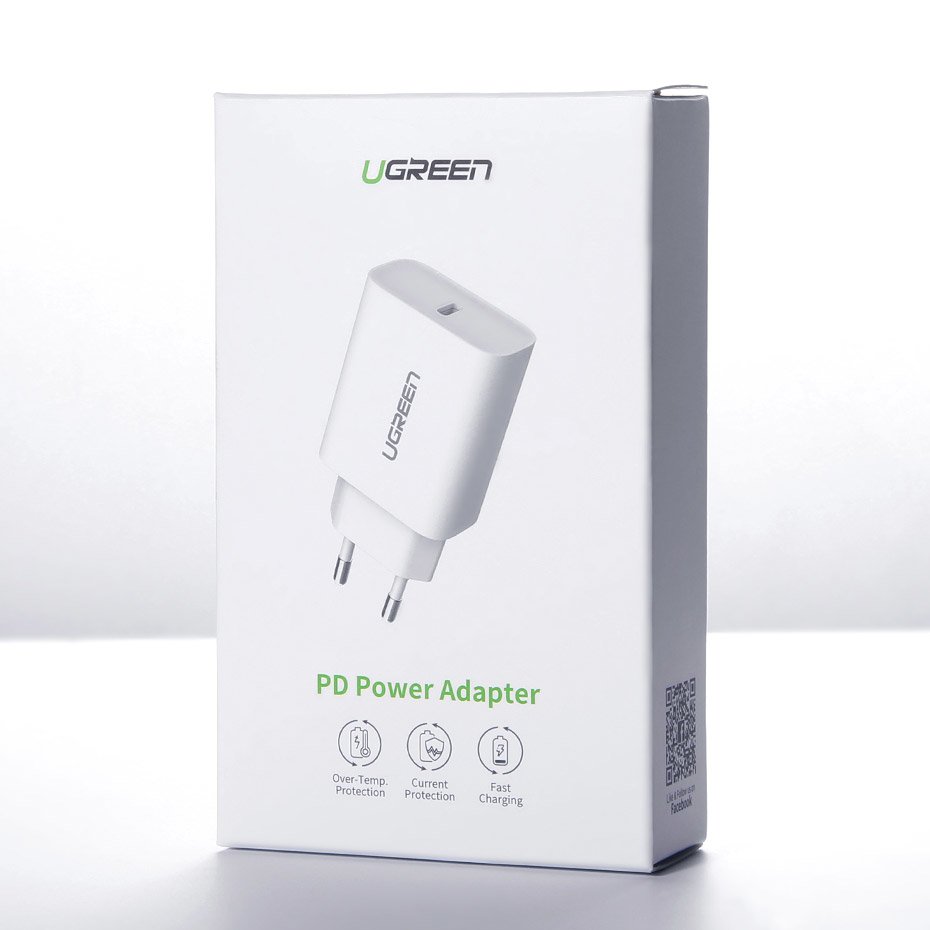 Caricabatterie da Rete UGREEN CD137, 18W, 3A, 1 x USB-C, Bianco