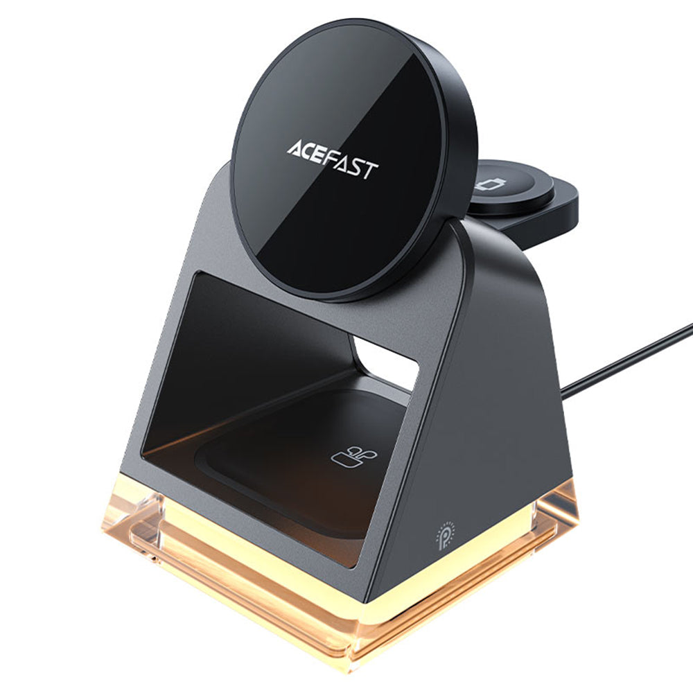 Caricabatterie Wireless Retea Acefast E17 3in1, 15W, 1.67A, Nero