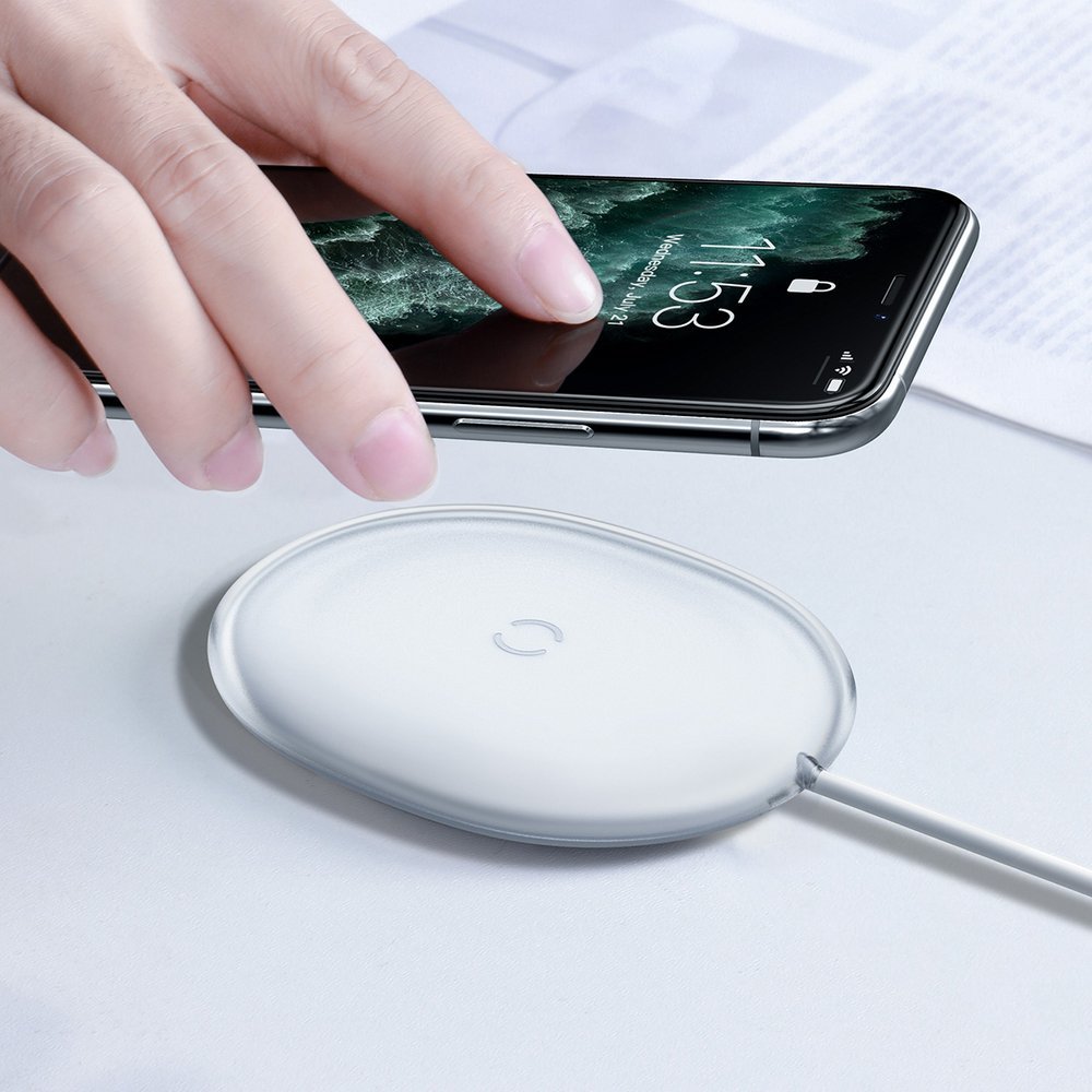 Caricabatterie Wireless Baseus Jelly, 15W, 1.67A, Bianco WXGD-02