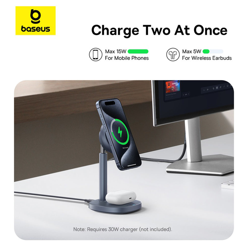 Caricabatterie Rete Wireless Baseus Orbit 2 Pro 2in1, 20W, 1.67A, Grigio P10273500813-00