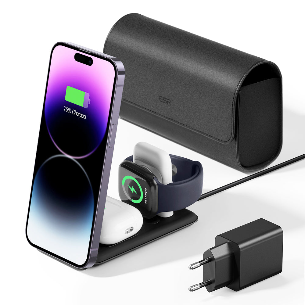ESR Travel Bag 3in1 Wireless Network Charger, 15W, 1.67A, Black