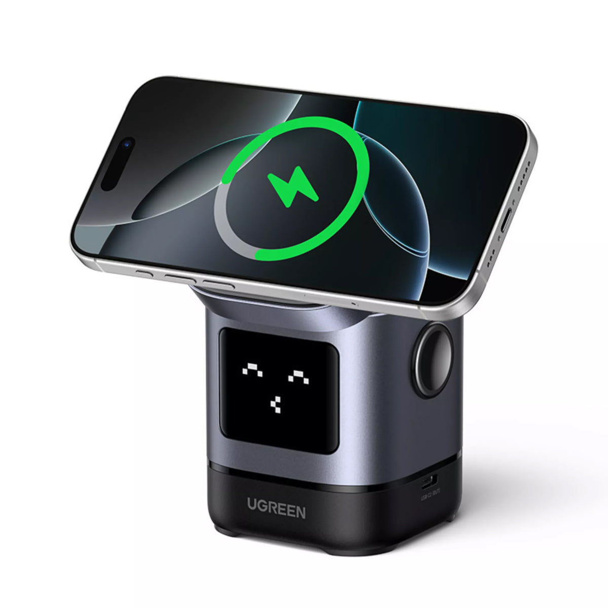 Caricabatterie Rete Wireless UGREEN W709 Uno 2in1, 15W, 1.67A, Nero