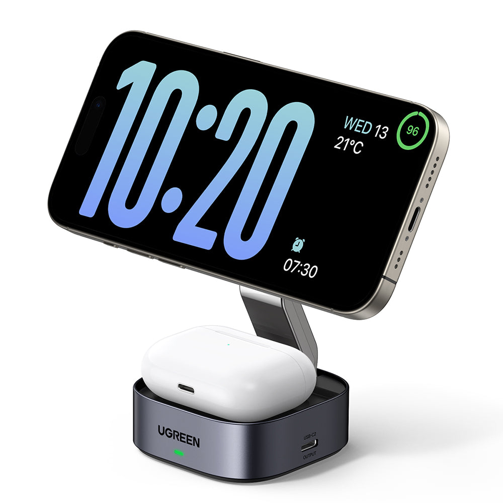 Caricabatterie Wireless UGREEN W526 3in1, 20W, 1.67A, 1 x USB-C, Nero