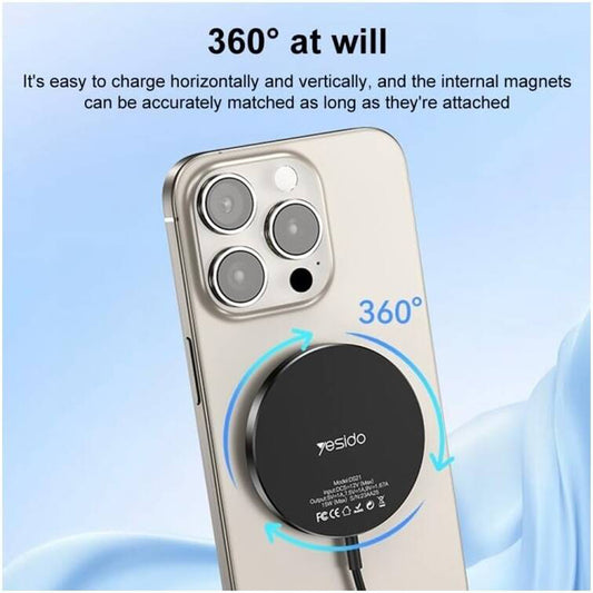 Caricabatterie Wireless Yesido DS21, 15W, 1.67A, Nero