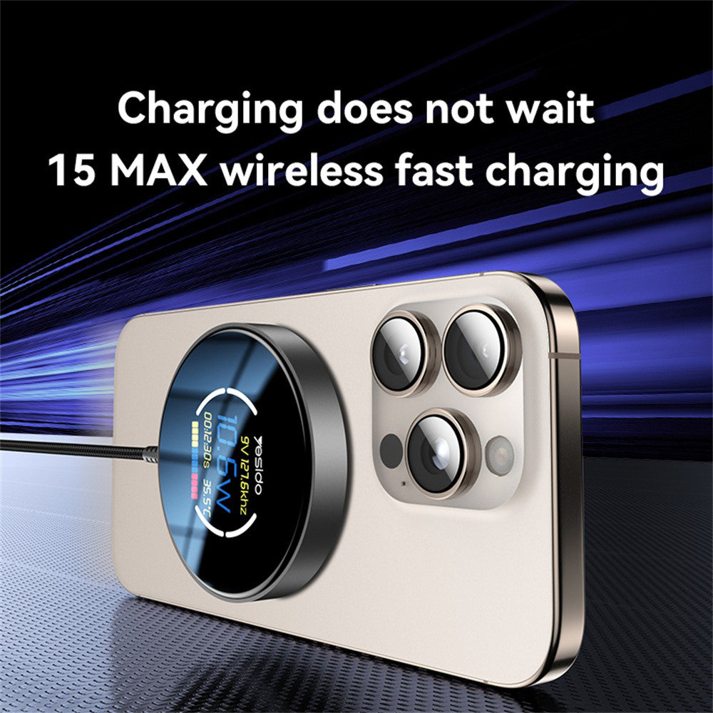 Caricabatterie Wireless Yesido DS28 Display, 15W, 1.67A, Nero