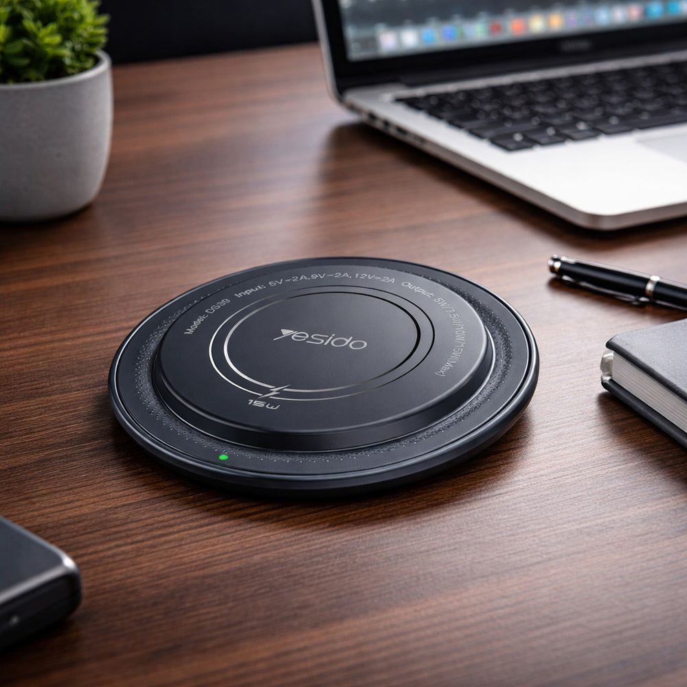 Caricabatterie Wireless Yesido DS39, 15W, 1.67A, Nero
