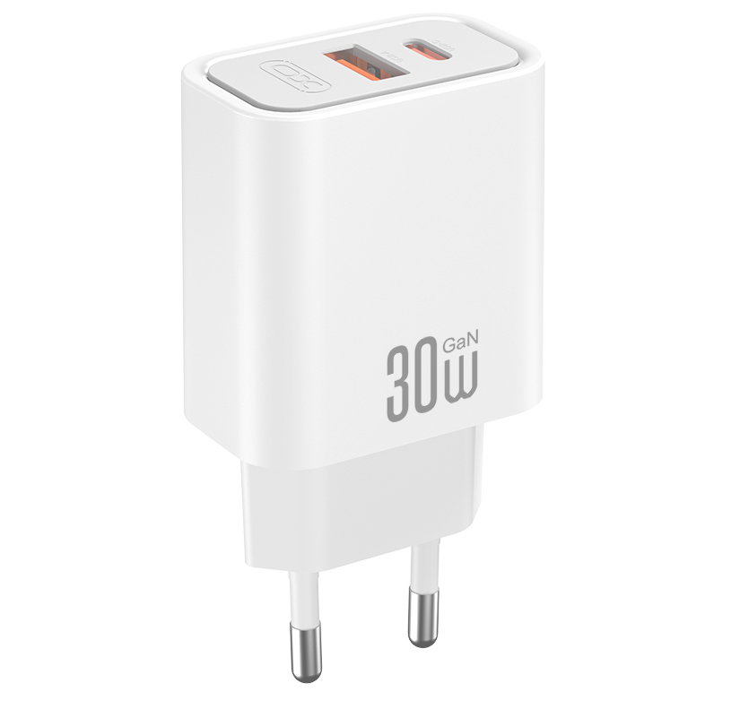Caricatore da rete XO Design CE42, 30W, 3A, 1 x USB-A - 1 x USB-C, Bianco