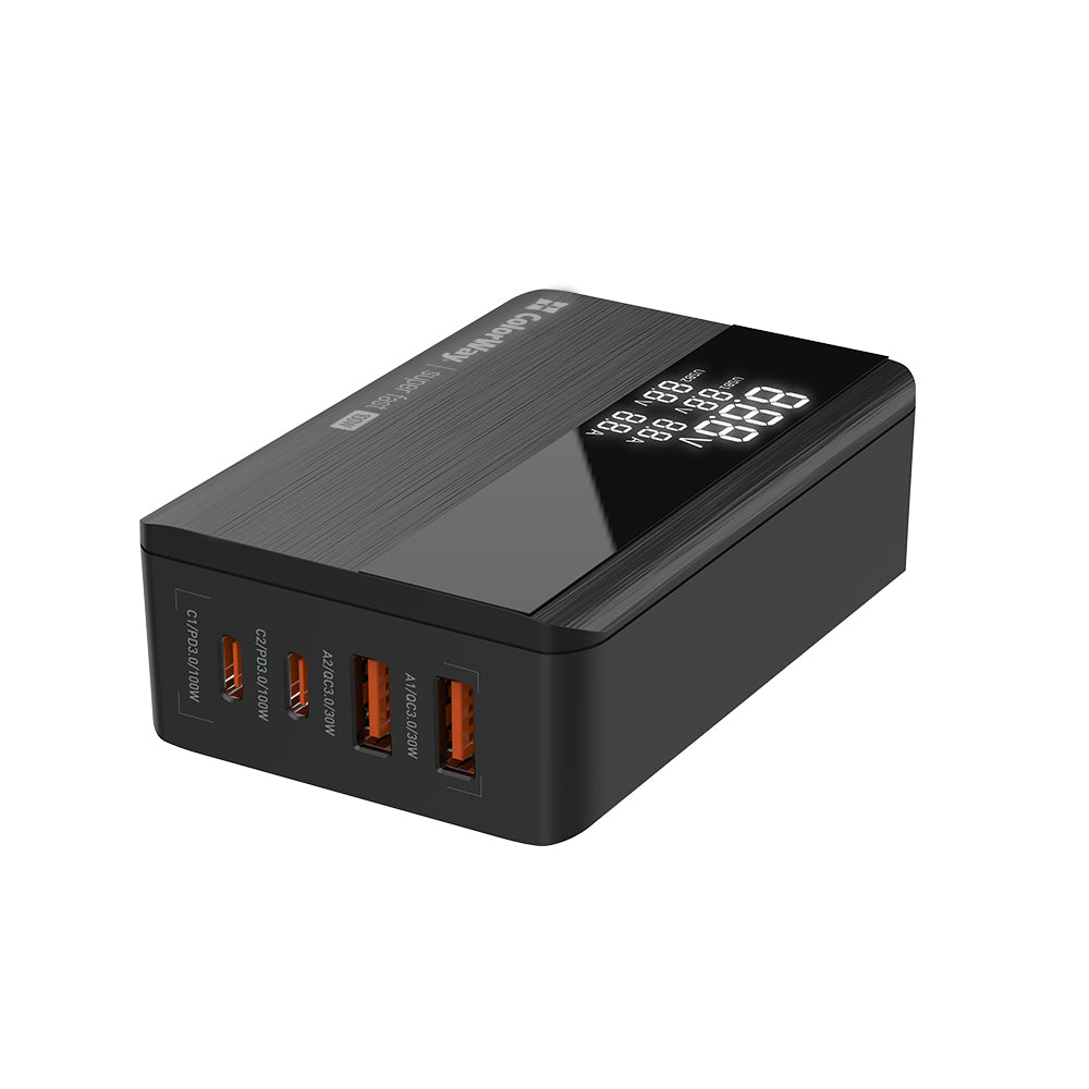 Caricabatterie Stazione ColorWay Display, 100W, 5A, 2 x USB-A - 2 x USB-C, Nero
