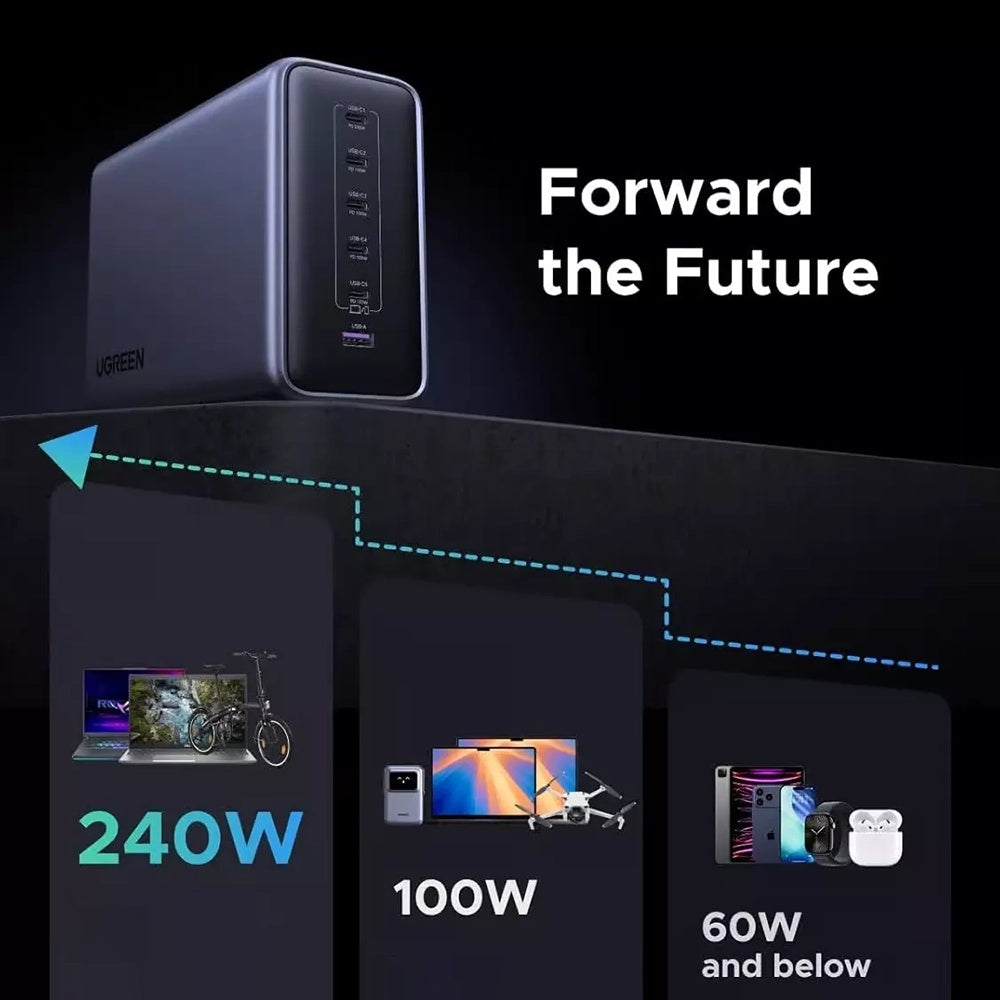 Caricabatterie Stazione UGREEN Nexode X759, 500W, 5A, 1 x USB-A - 5 x USB-C, Grigio