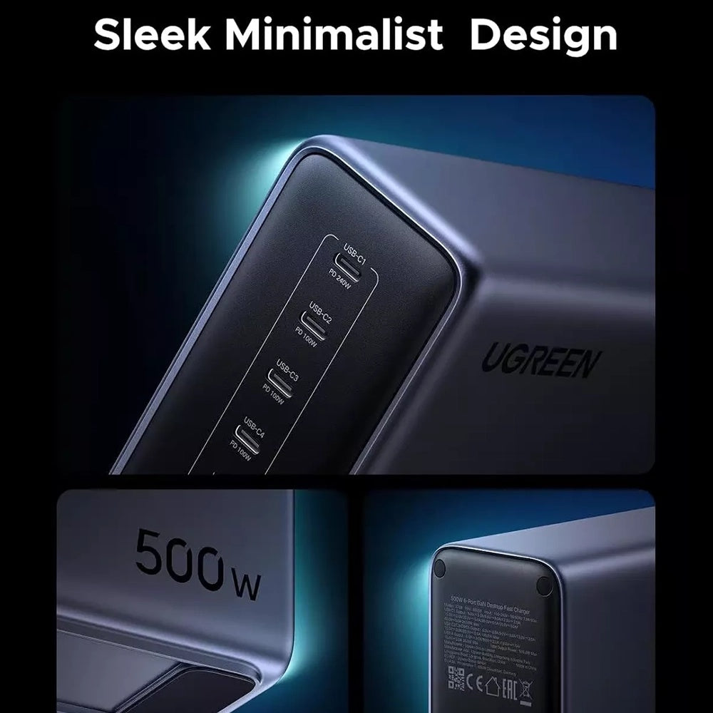 Caricabatterie Stazione UGREEN Nexode X759, 500W, 5A, 1 x USB-A - 5 x USB-C, Grigio