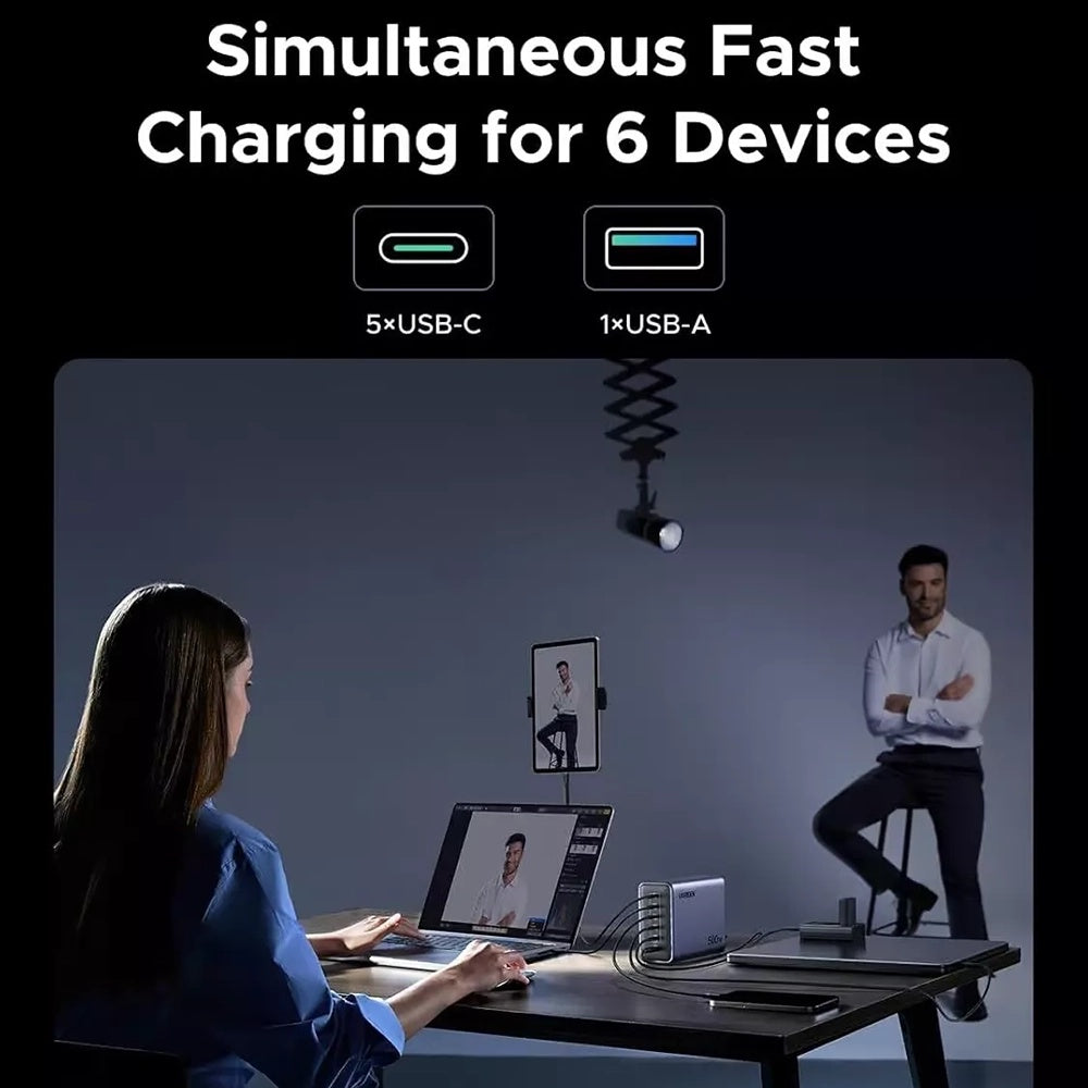 Caricabatterie Stazione UGREEN Nexode X759, 500W, 5A, 1 x USB-A - 5 x USB-C, Grigio