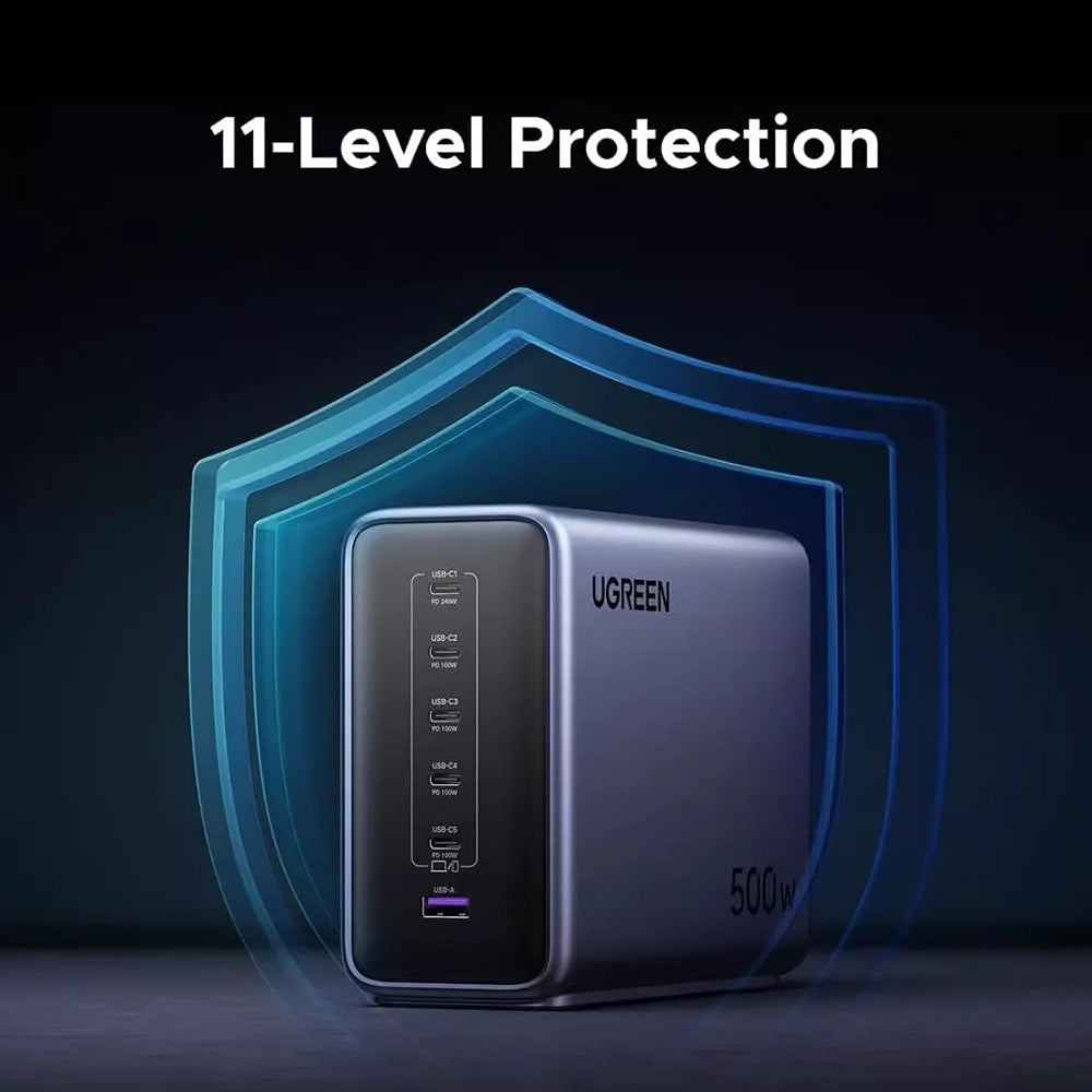 Caricabatterie Stazione UGREEN Nexode X759, 500W, 5A, 1 x USB-A - 5 x USB-C, Grigio