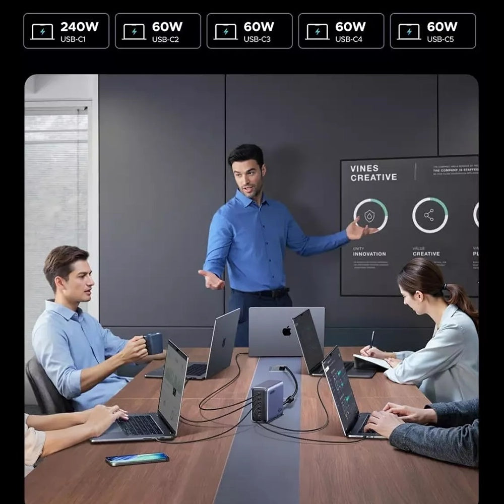 Caricabatterie Stazione UGREEN Nexode X759, 500W, 5A, 1 x USB-A - 5 x USB-C, Grigio