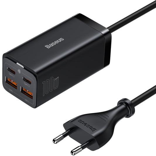 Caricabatterie Stazione USB-C Baseus GaN3 Pro, 100W, 5A, 2 x USB-A - 2 x USB-C, Nero, Ricondizionato CCGP000101