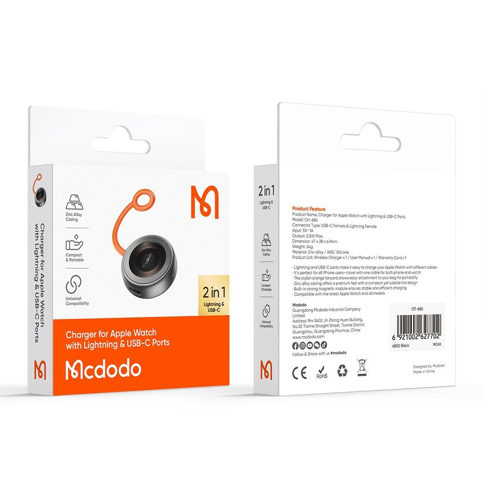 McDodo CH-6840 Wireless Charger for Apple Watch Series, Black