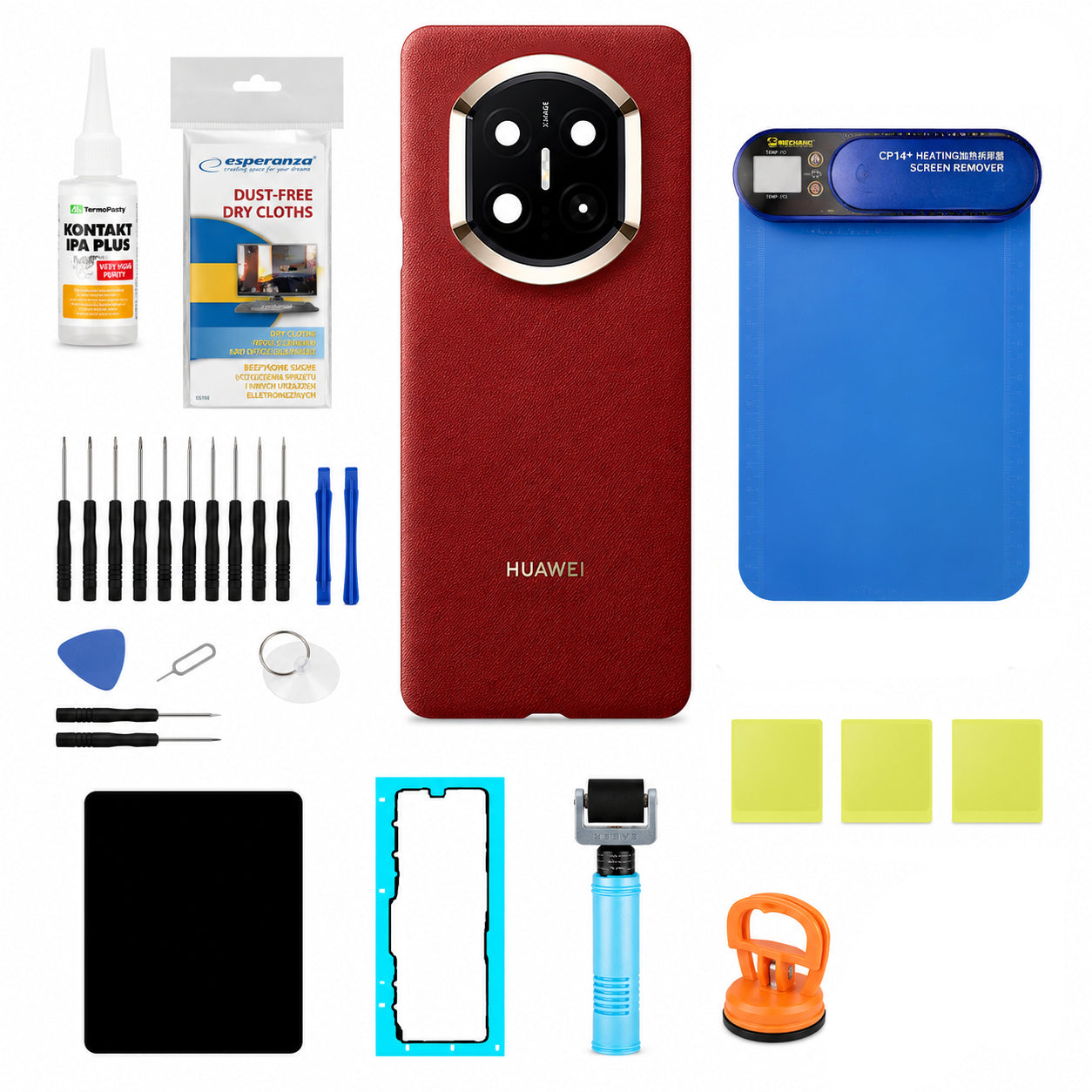 Kit Cover Batteria Huawei Mate X7 Rosso Scuro (Nebula Red) Service Pack e Strumenti di Assistenza Dedicati