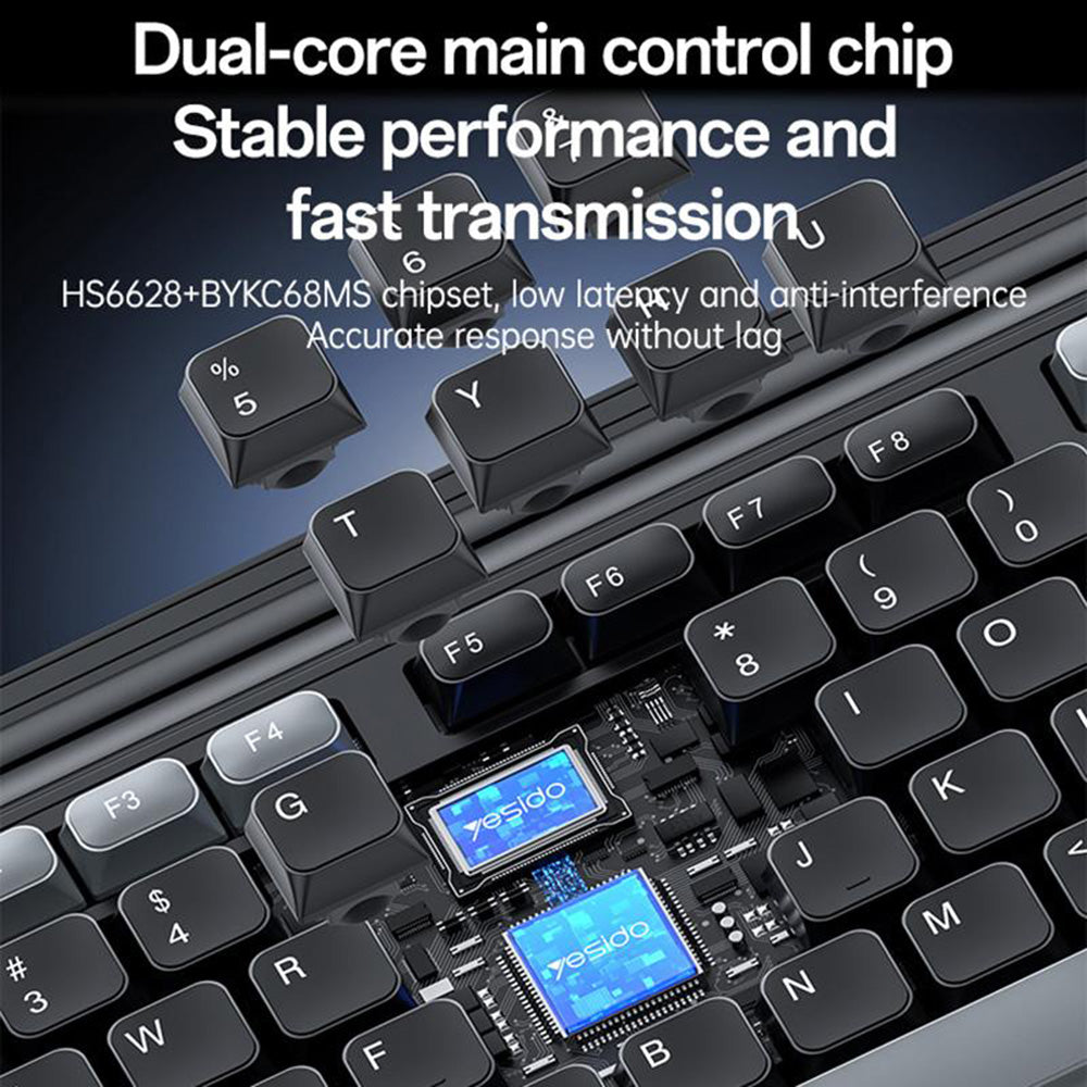 Kit Tastiera e Mouse Wireless Yesido KB43, Nero