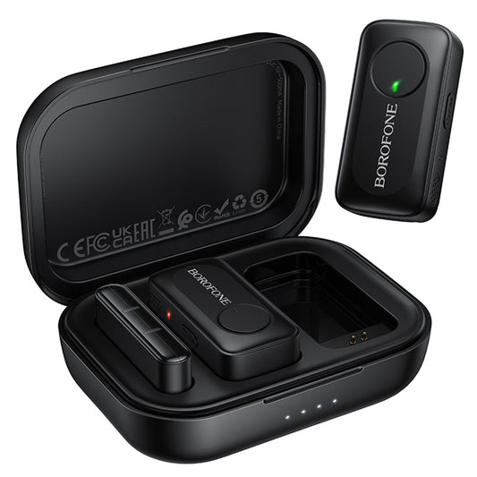 Lavalier Borofone BFK17 Lemai, USB-C, Set 2 pezzi, Nero