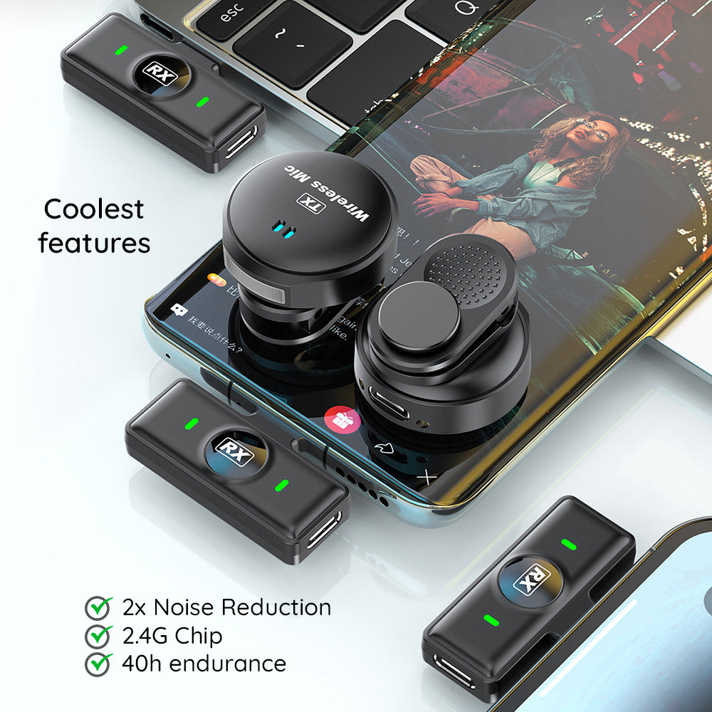 Lavalier Techsuit LW5, USB-C, Set 2 pezzi, Nero