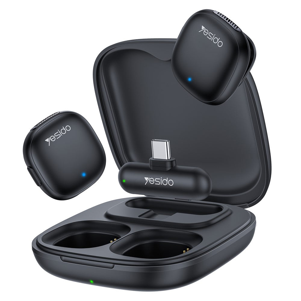 Lavaliera Yesido KR21, USB-C, Set 2 pezzi, Nera