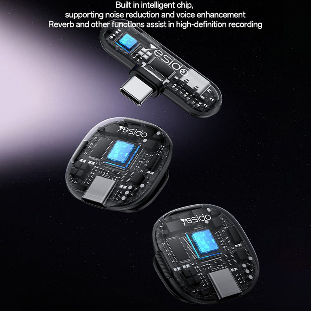 Lavaliera Yesido KR21, USB-C, Set 2 pezzi, Nera