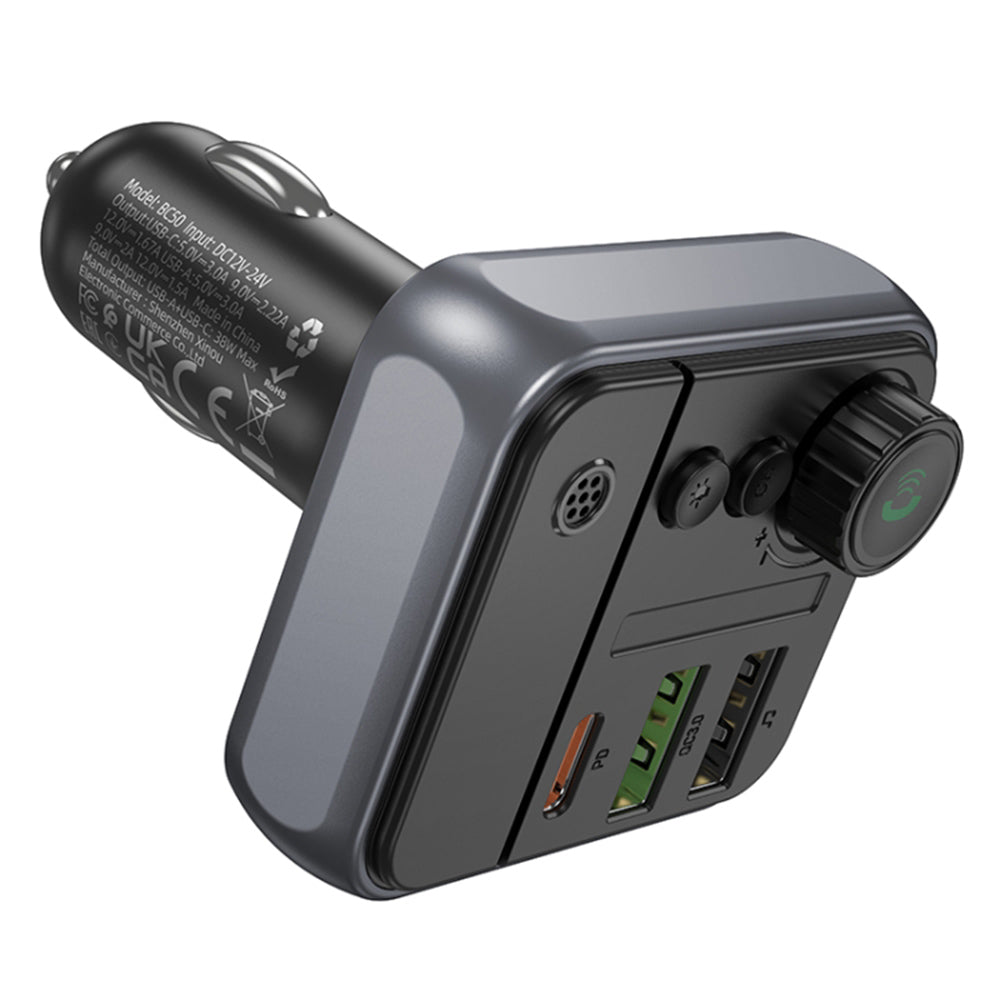 Modulatore FM Bluetooth Borofone BC50 Ascenso, 2 x USB-A - 1 x USB-C