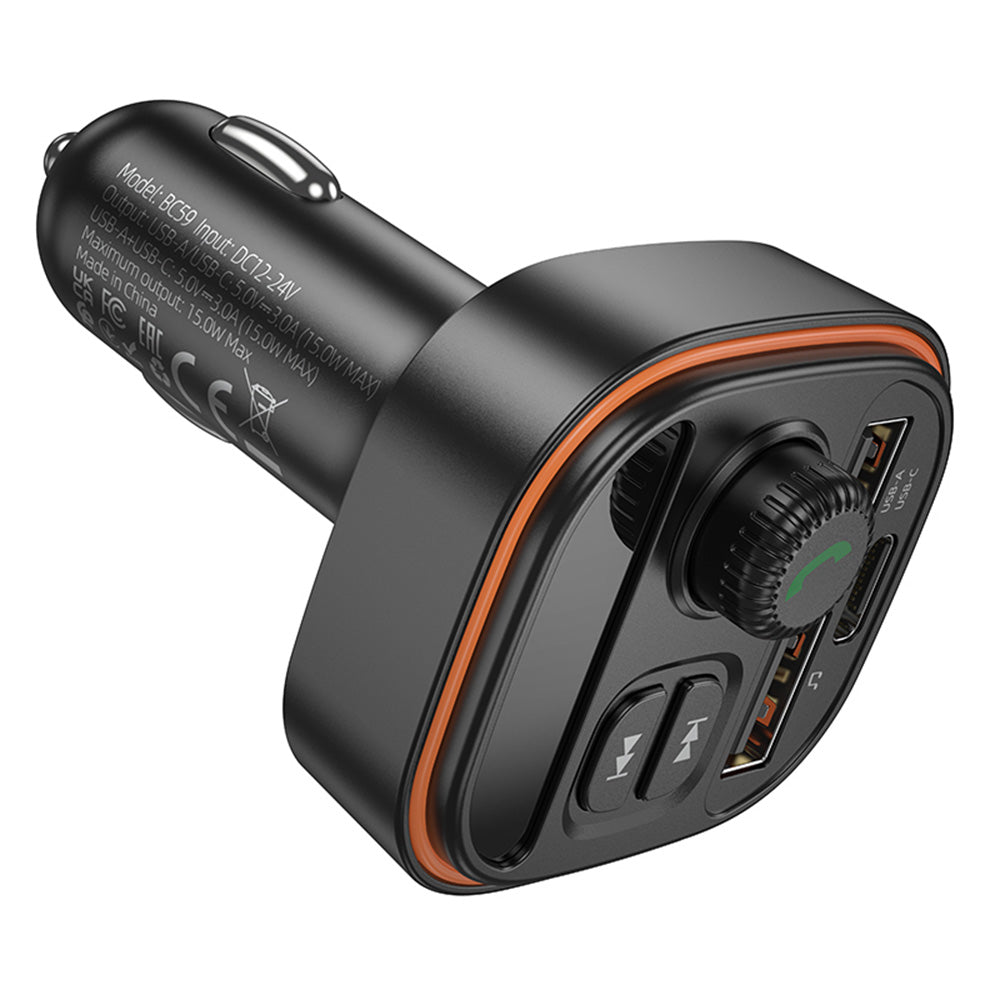 Modulatore FM Bluetooth Borofone BC59 Heroic, 2 x USB-A - 1 x USB-C