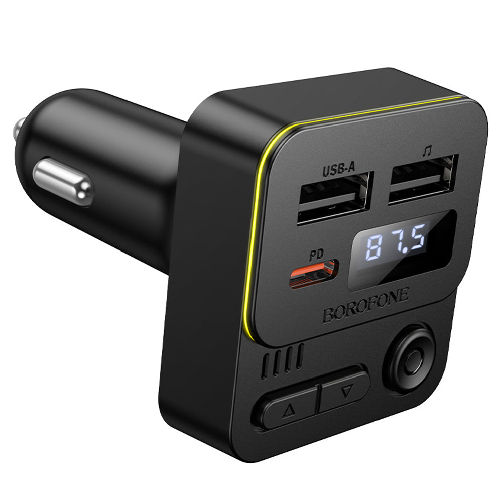 Modulatore FM Bluetooth Borofone BC60 Hero, 2 x USB-A - 1 x USB-C