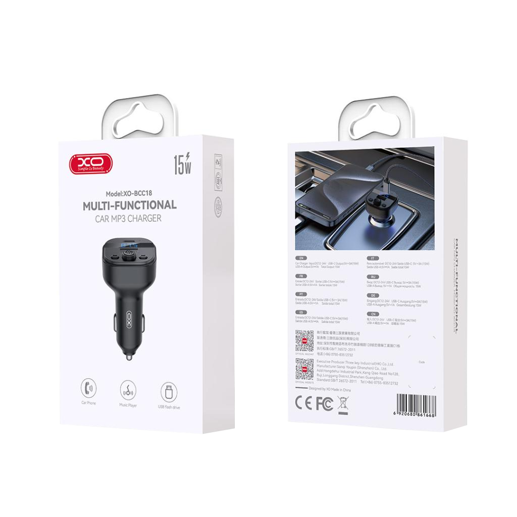 Modulatore FM Bluetooth XO Design BCC18, 1 x USB-A - 1 x USB-C