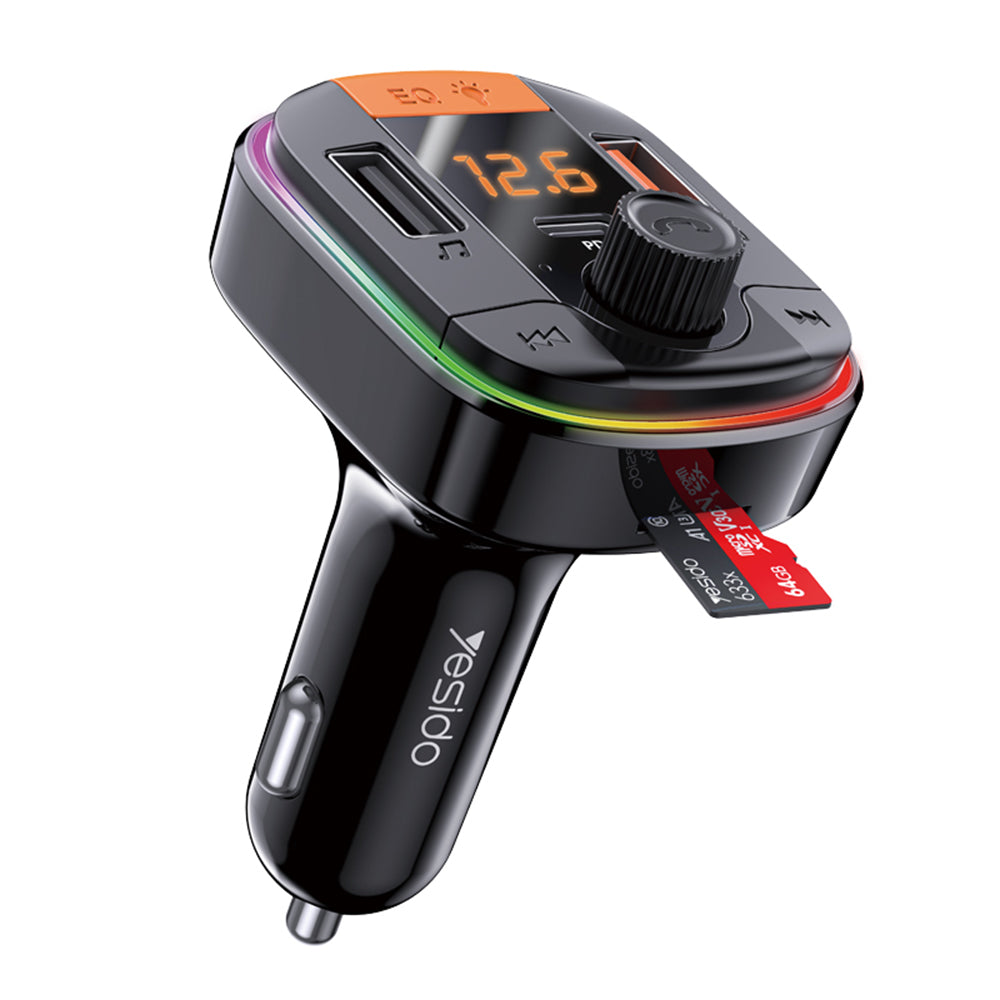Modulatore FM Bluetooth Yesido Y45, 2 x USB-A - 1 x USB-C - 1 x microSD