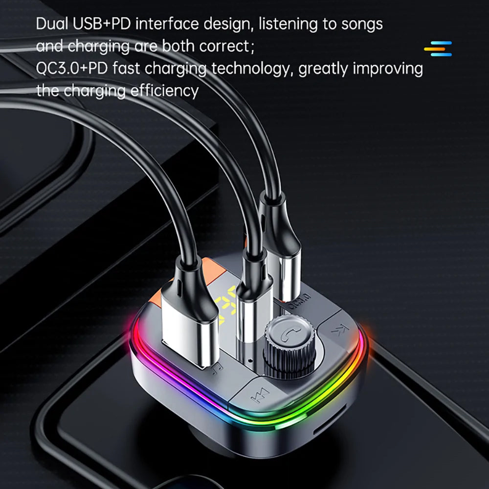 Modulatore FM Bluetooth Yesido Y45, 2 x USB-A - 1 x USB-C - 1 x microSD