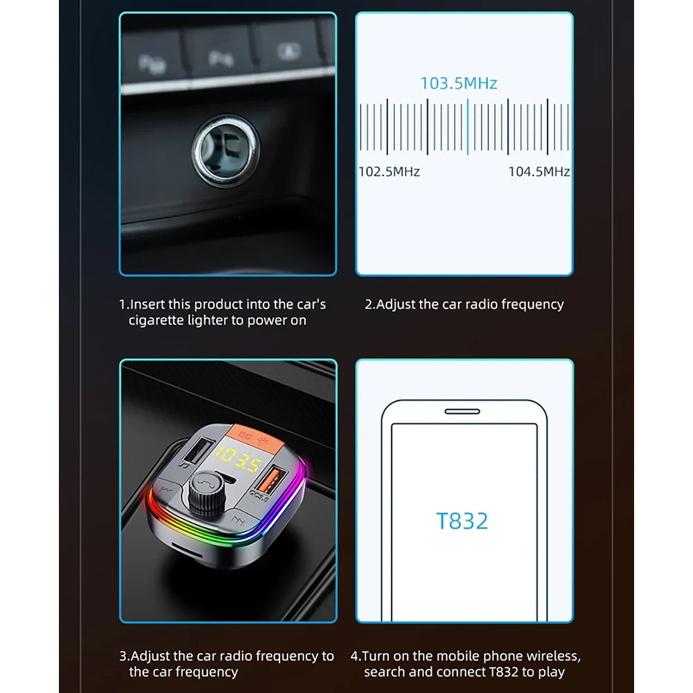 Modulatore FM Bluetooth Yesido Y45, 2 x USB-A - 1 x USB-C - 1 x microSD