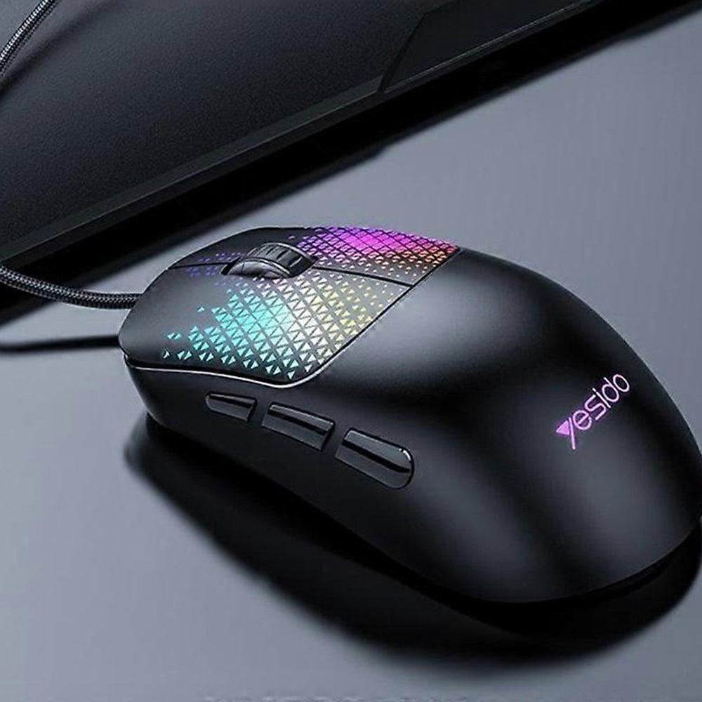 Mouse Gaming Cablato USB Yesido KB32, RGB, 7200DPI, Nero